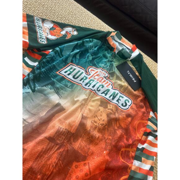 Miami Hurricanes Primal Cycling Jersey Cancer Awareness Mens Sz L Green & Orange - Picture 2 of 7